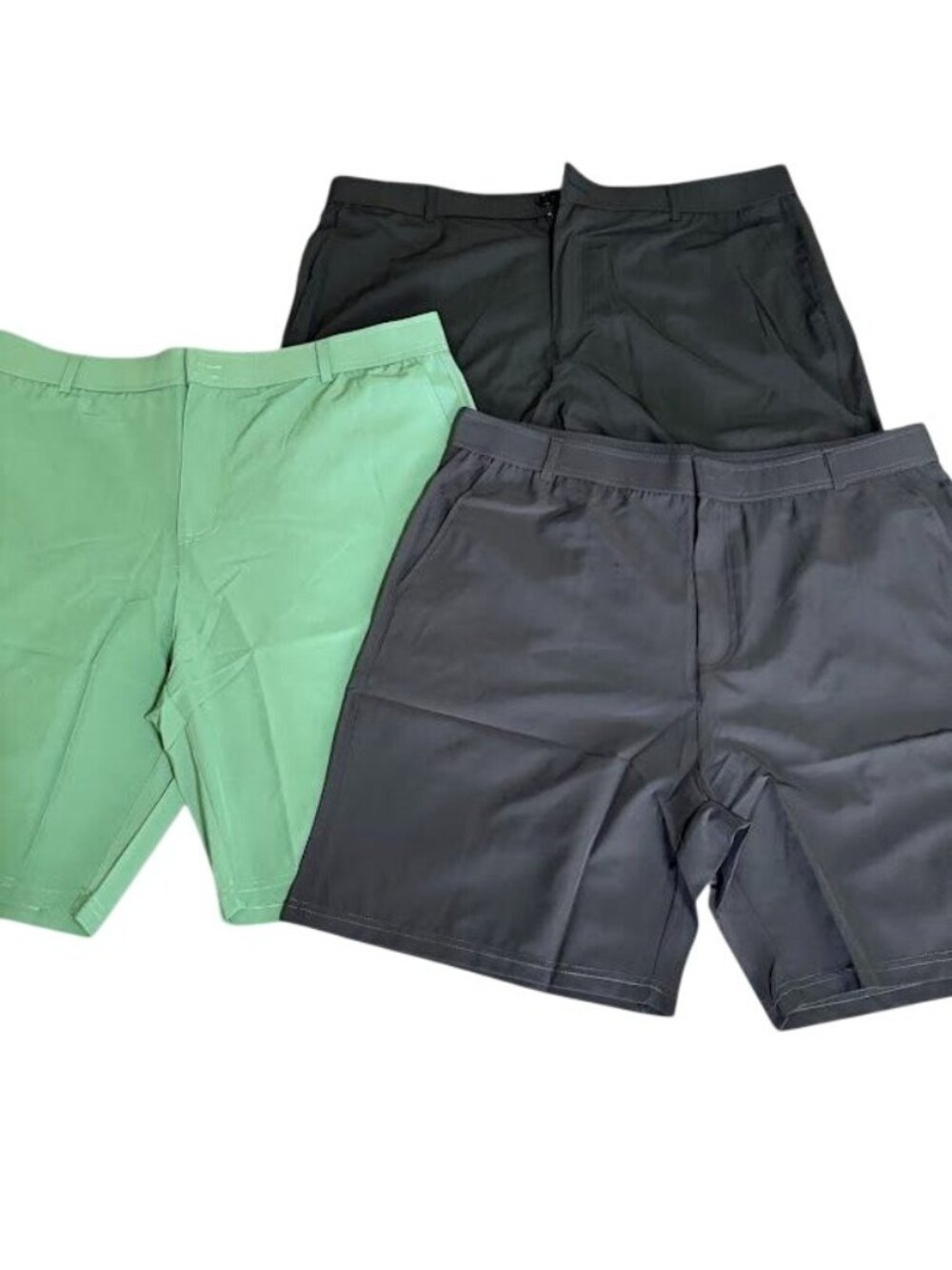 Real Essentials Mens XL Golf & Casual Shorts 3-Pack In Black & Green